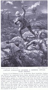 O capitão O&39;Sullivan ganhou um VC por liderar um ataque de bombardeio perto de Krithia na península de Gallipoli em julho de 1915